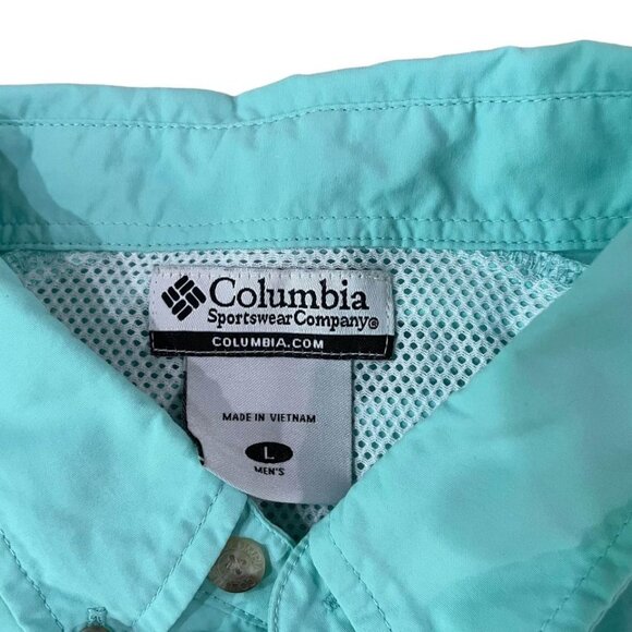 Columbia PFG Shirt Men’s Size Large Seafoam Green Performance Fishing Ventilated - Picture 2 of 5